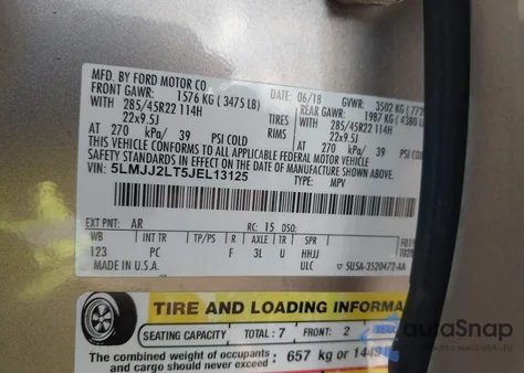 2018 Lincoln Navigator Reserve z USA, uszkodzony, nr VIN 5LMJJ2LT5JEL13125